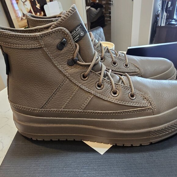 CONVERSE Men's Chuck Taylor All Star Equip Waterproof Leather BOOTS SZ 10 OLIVE - Picture 5 of 16